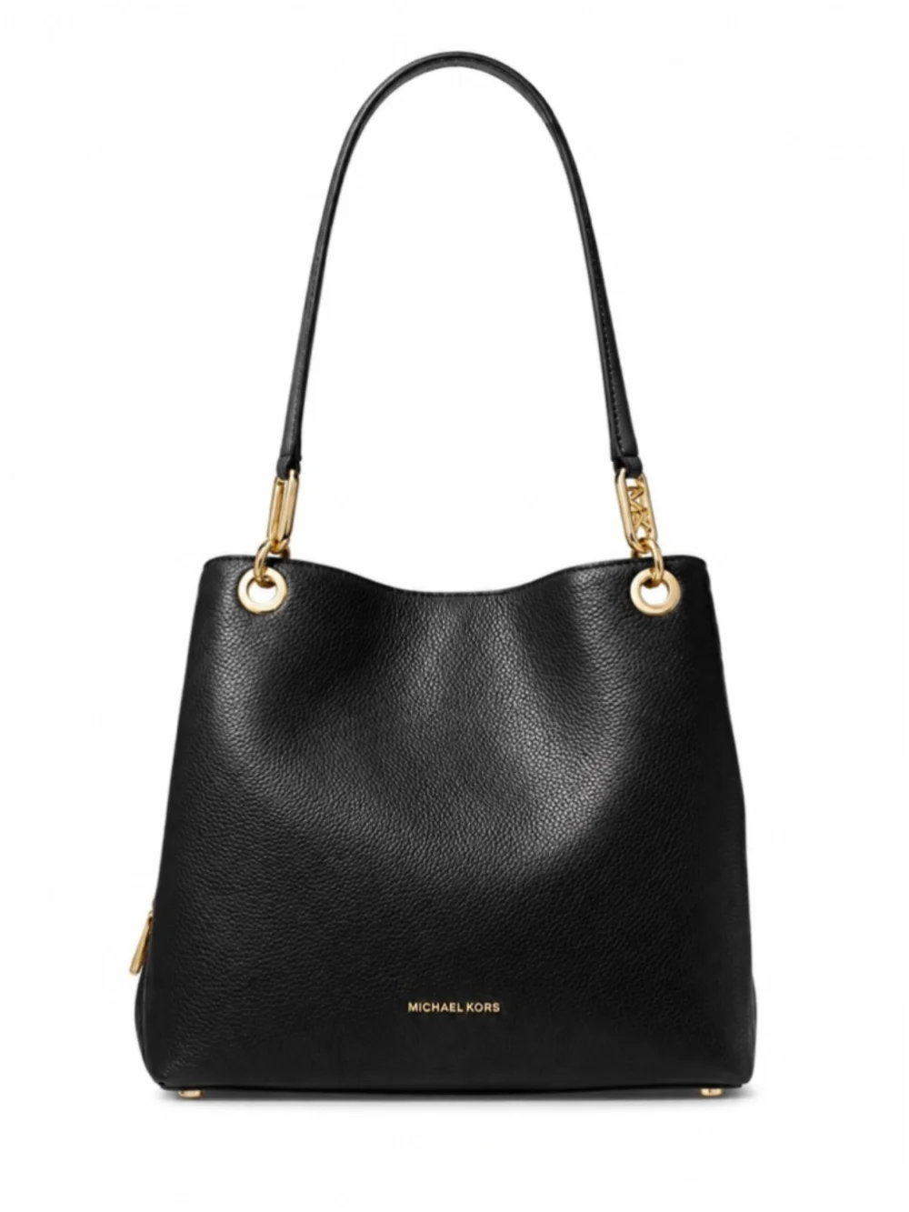 Michael Kors Large Black Pebbled Leather Shoulder Hobo Bag Gold Hardware EUC